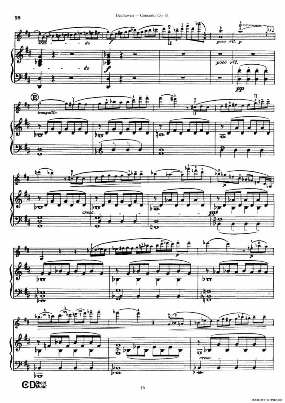 D大调小提琴协奏曲 Op.61（小提琴与钢琴版）