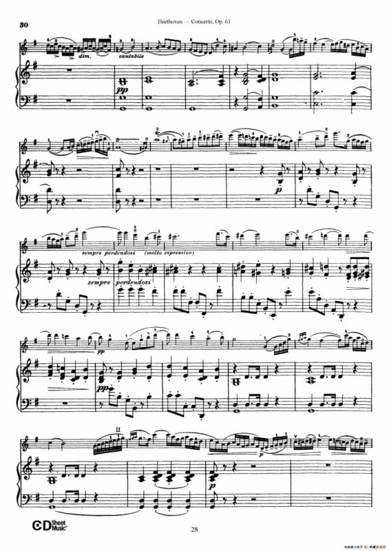 D大调小提琴协奏曲 Op.61（小提琴与钢琴版）