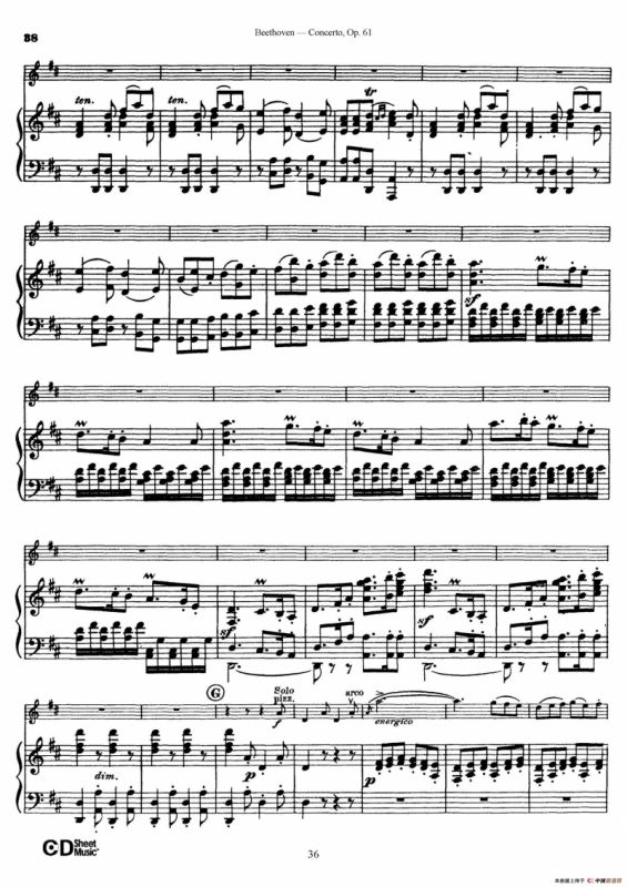 D大调小提琴协奏曲 Op.61（小提琴与钢琴版）