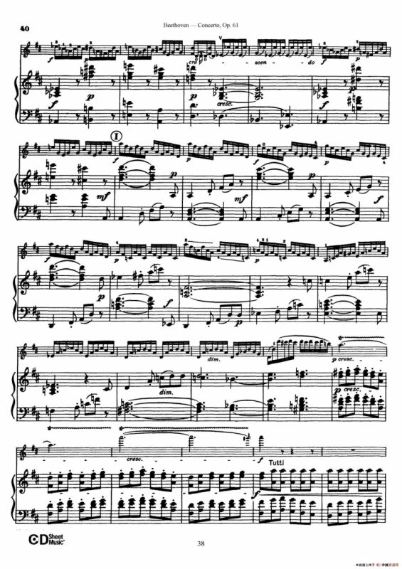 D大调小提琴协奏曲 Op.61（小提琴与钢琴版）