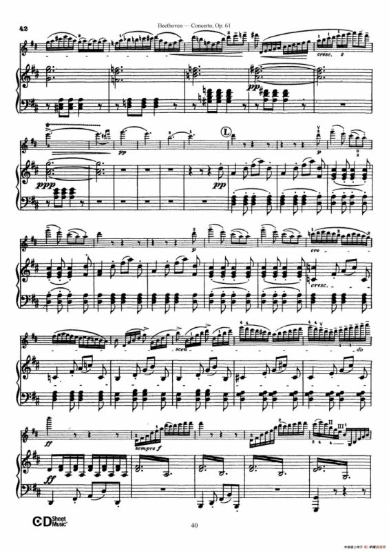 D大调小提琴协奏曲 Op.61（小提琴与钢琴版）