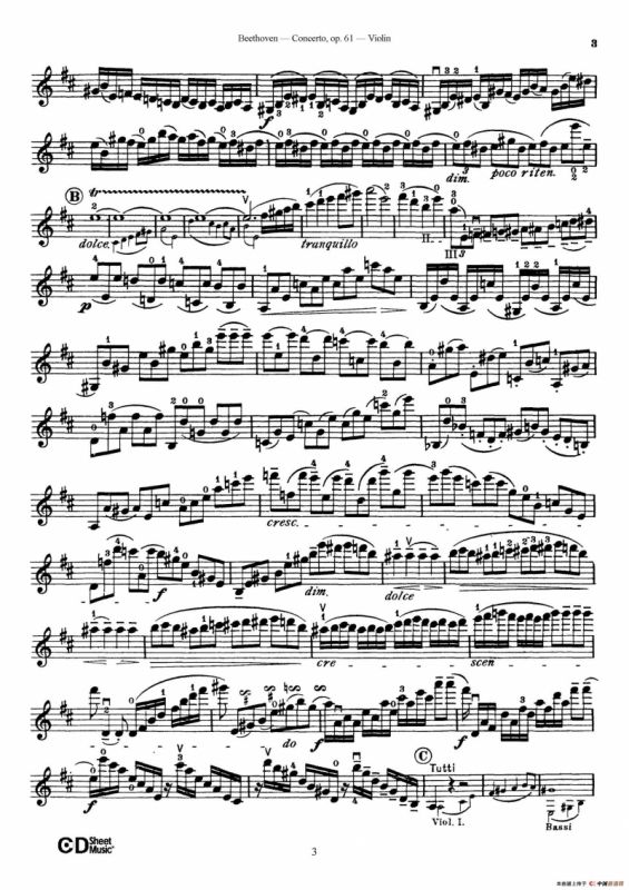 D大调小提琴协奏曲 Op.61（小提琴与钢琴版）