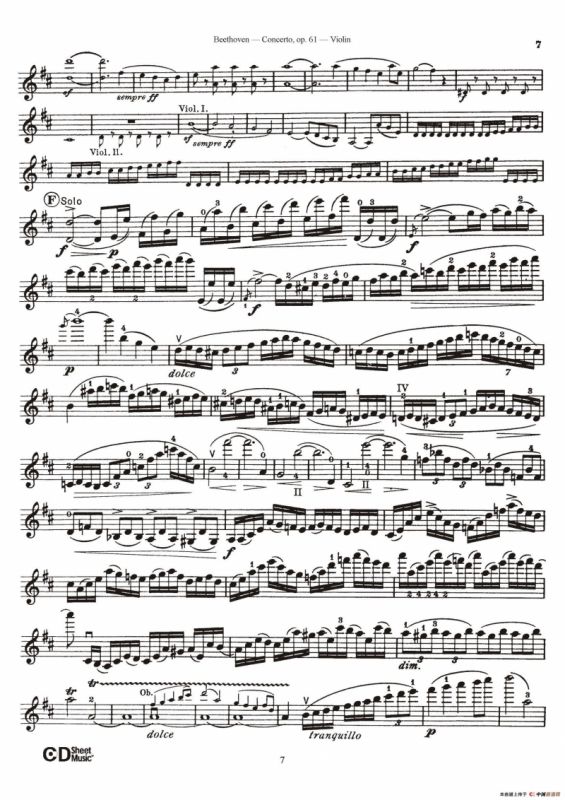 D大调小提琴协奏曲 Op.61（小提琴与钢琴版）