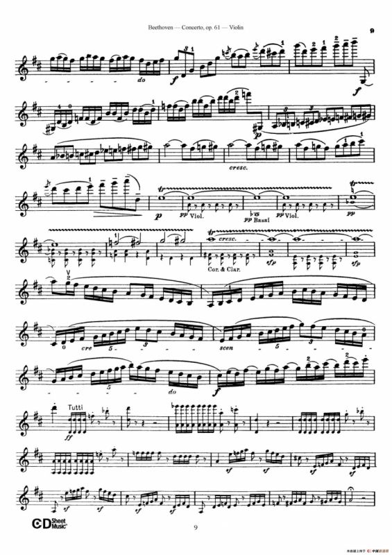 D大调小提琴协奏曲 Op.61（小提琴与钢琴版）