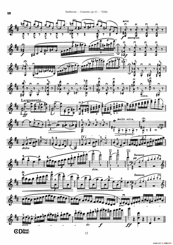 D大调小提琴协奏曲 Op.61（小提琴与钢琴版）