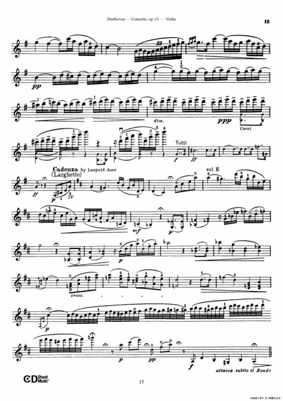 D大调小提琴协奏曲 Op.61（小提琴与钢琴版）