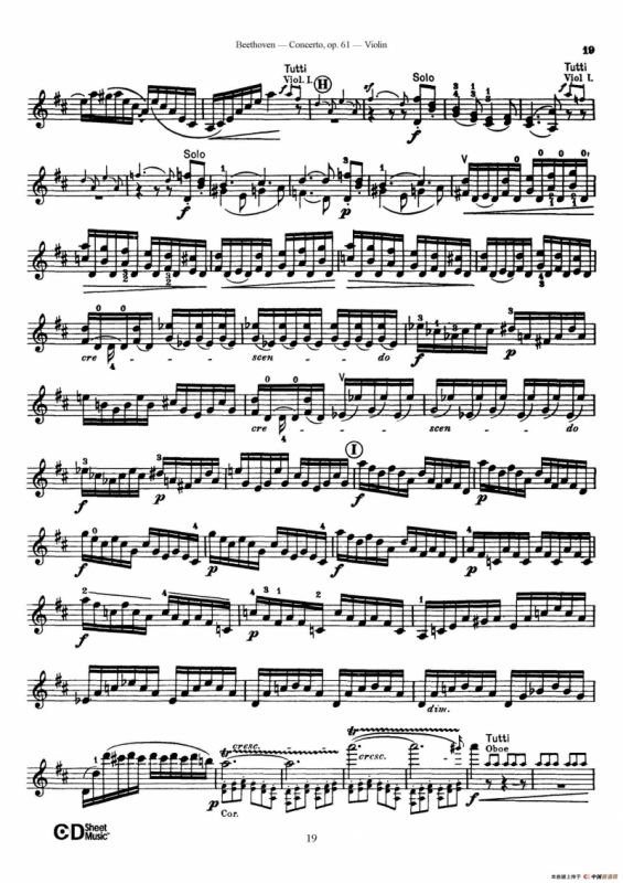D大调小提琴协奏曲 Op.61（小提琴与钢琴版）