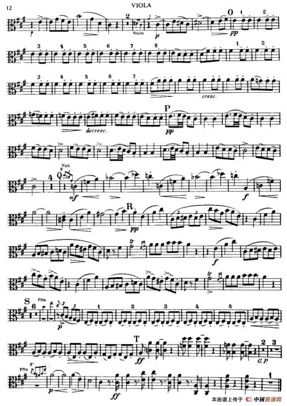 TROUT QUINTET（鳟鱼五重奏）（中提琴分谱）