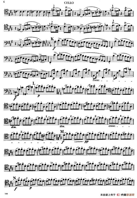 TROUT QUINTET（鳟鱼五重奏）（第一大提琴分谱）