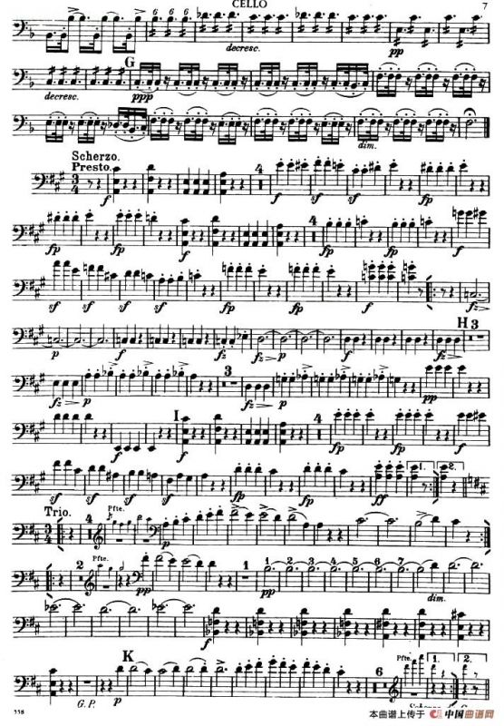 TROUT QUINTET（鳟鱼五重奏）（第一大提琴分谱）