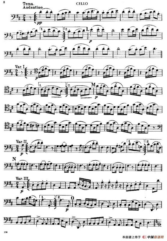 TROUT QUINTET（鳟鱼五重奏）（第一大提琴分谱）