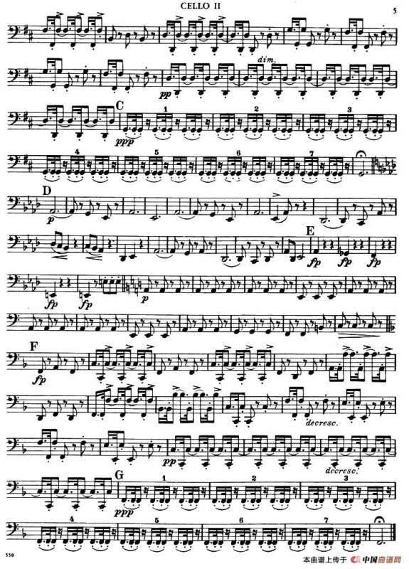 TROUT QUINTET（鳟鱼五重奏）（第二大提琴分谱）