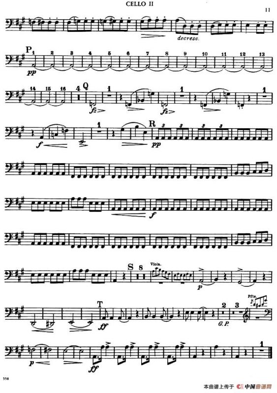 TROUT QUINTET（鳟鱼五重奏）（第二大提琴分谱）