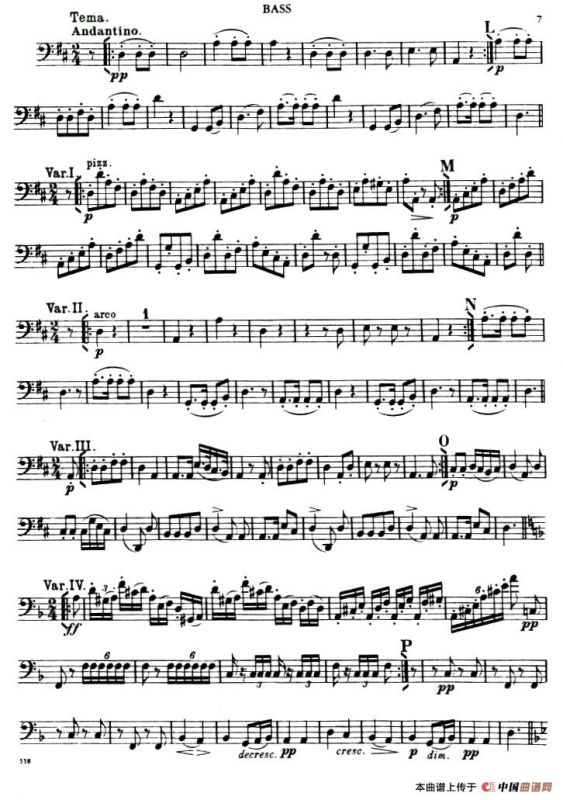 TROUT QUINTET（鳟鱼五重奏）（BASS分谱）