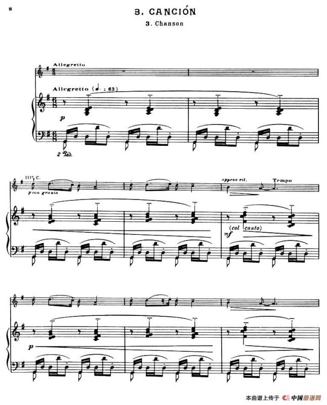 Suite of Spanish Folksongs:3、CANCION（小提琴+钢琴伴奏）