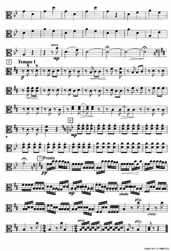 巧姑娘（弦乐四重奏中提琴分谱）