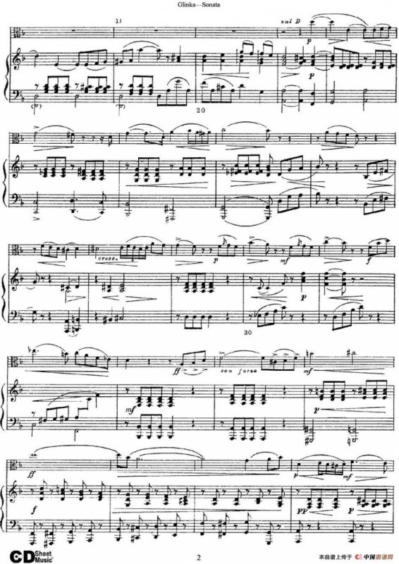 Glinka Sonata（小提琴+钢琴伴奏）