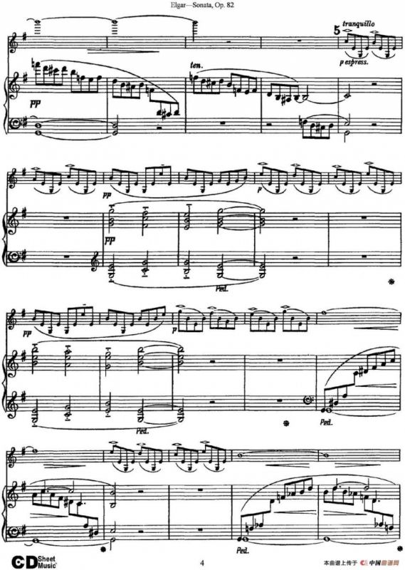 Violin Sonata Op.82（小提琴+钢琴伴奏）