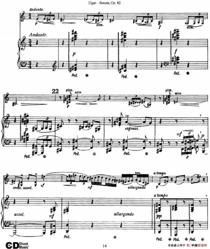 Violin Sonata Op.82（小提琴+钢琴伴奏）