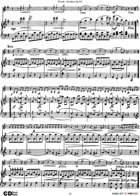 Violin Sonatina Op.100（小提琴+钢琴伴奏）