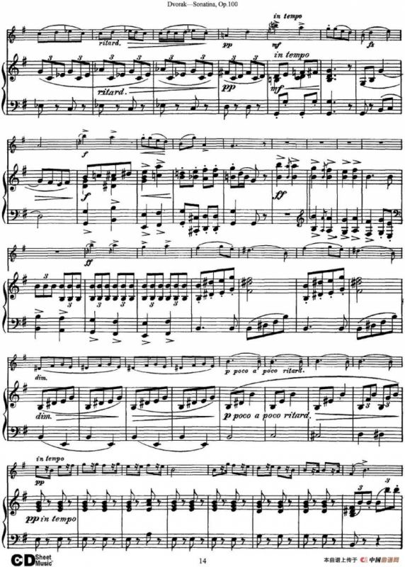 Violin Sonatina Op.100（小提琴+钢琴伴奏）