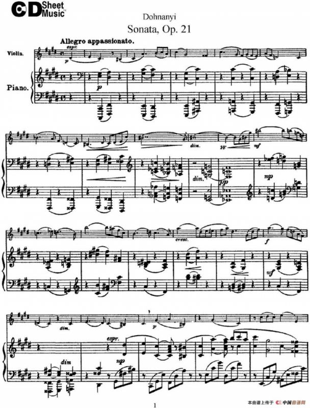 Dohnanyi Sonata Op.21（小提琴+钢琴伴奏）
