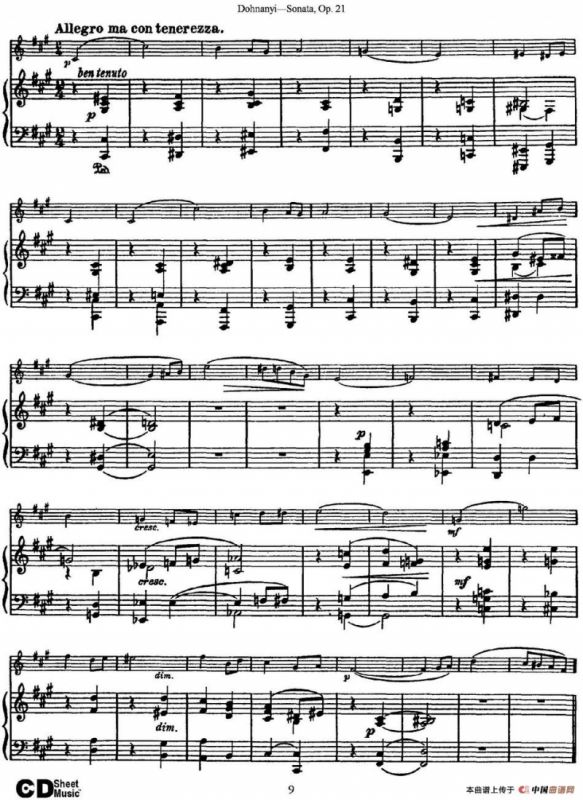 Dohnanyi Sonata Op.21（小提琴+钢琴伴奏）