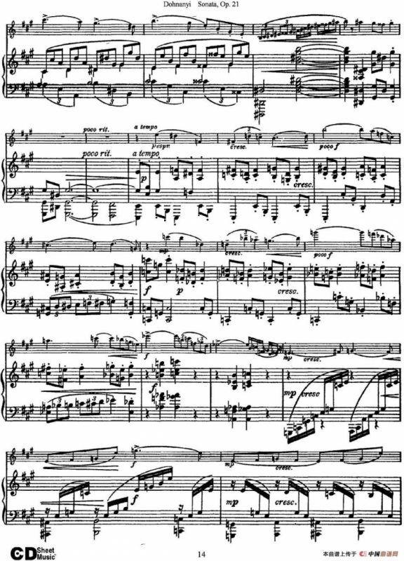 Dohnanyi Sonata Op.21（小提琴+钢琴伴奏）