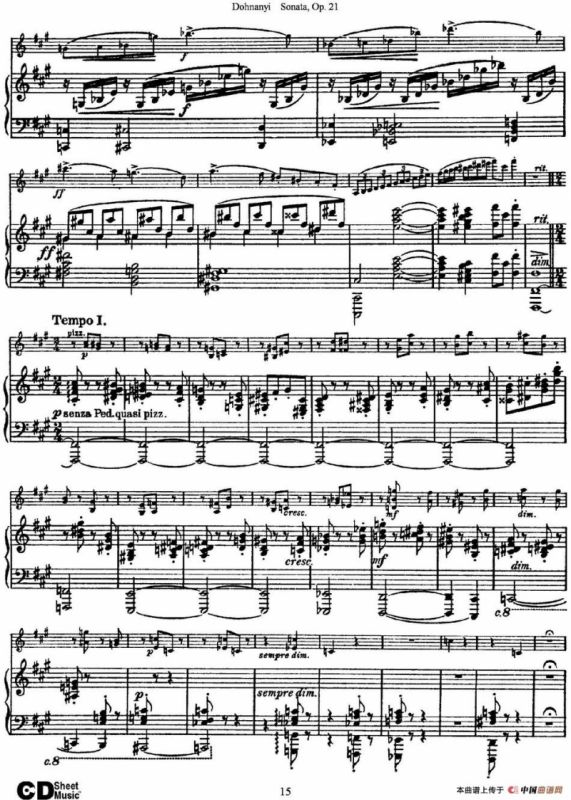 Dohnanyi Sonata Op.21（小提琴+钢琴伴奏）