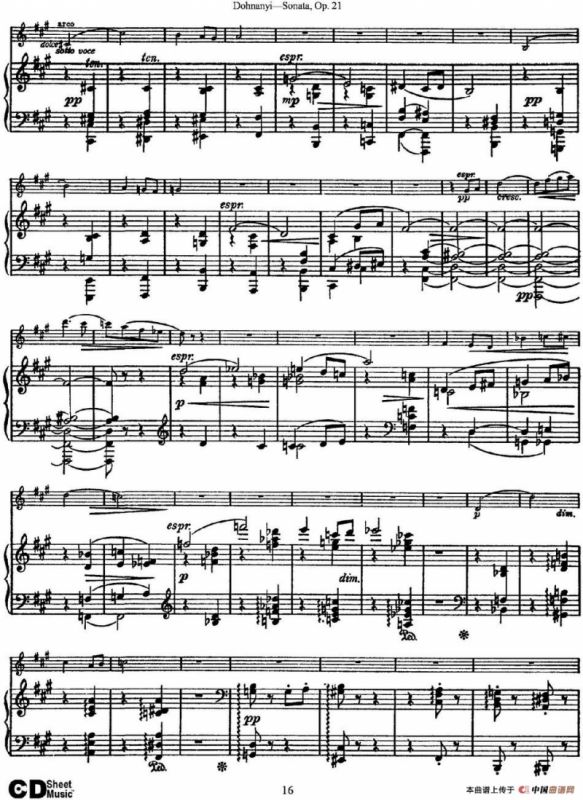 Dohnanyi Sonata Op.21（小提琴+钢琴伴奏）