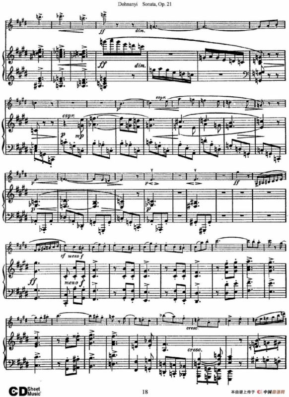 Dohnanyi Sonata Op.21（小提琴+钢琴伴奏）