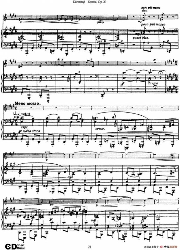 Dohnanyi Sonata Op.21（小提琴+钢琴伴奏）