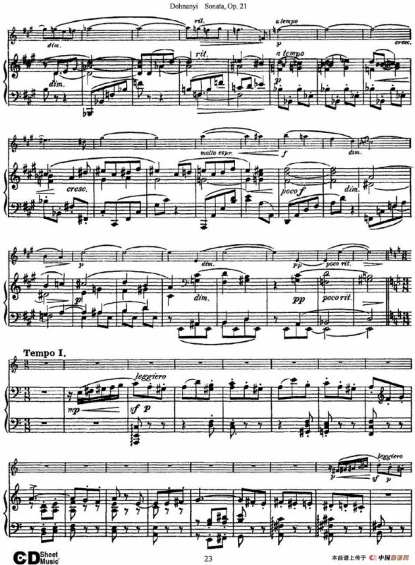 Dohnanyi Sonata Op.21（小提琴+钢琴伴奏）
