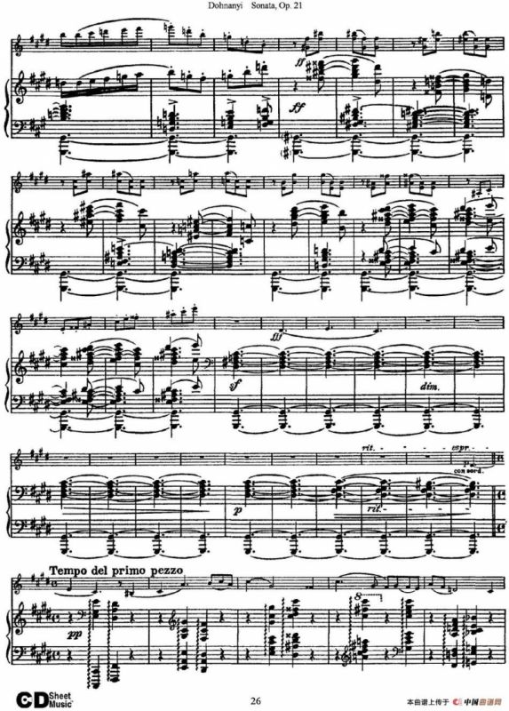 Dohnanyi Sonata Op.21（小提琴+钢琴伴奏）