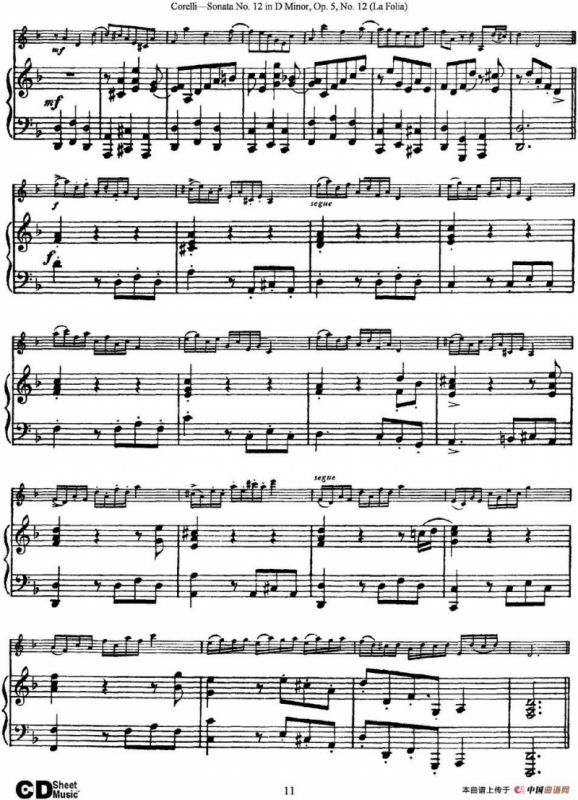 Sonata No.12 in D Minor Op.5 No.12（小提琴+钢琴伴奏）