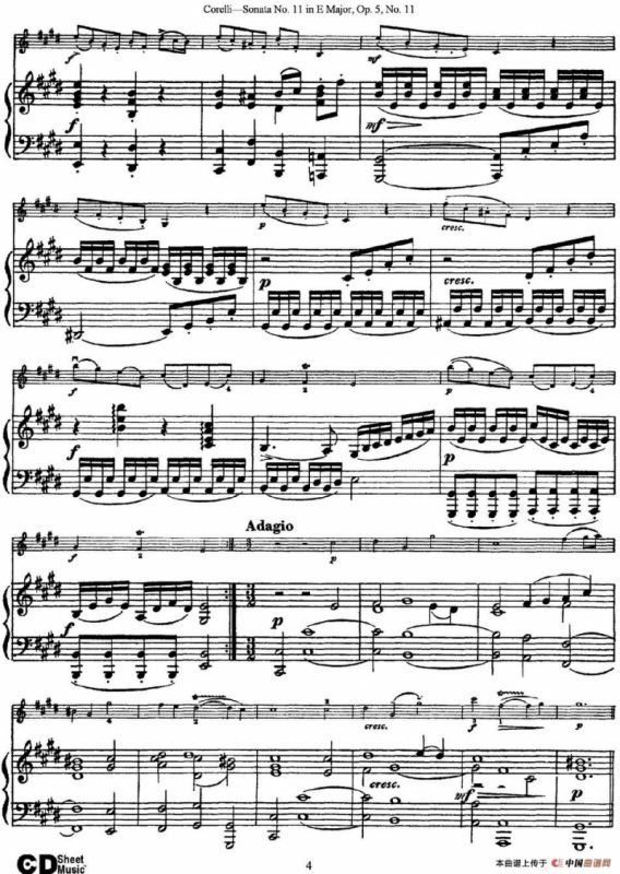 Sonata No.11 in E Major Op.5 No.11（小提琴+钢琴伴奏）