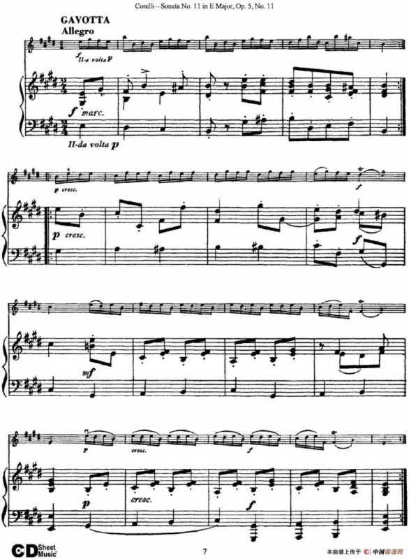 Sonata No.11 in E Major Op.5 No.11（小提琴+钢琴伴奏）