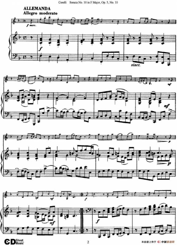 Sonata No.10 in F Major Op.5 No.10（小提琴+钢琴伴奏）