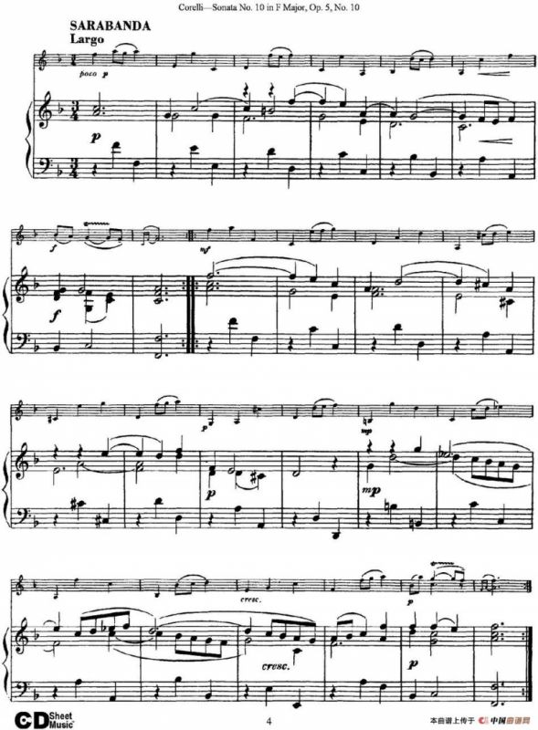 Sonata No.10 in F Major Op.5 No.10（小提琴+钢琴伴奏）