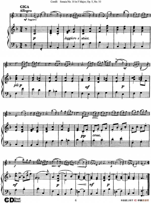 Sonata No.10 in F Major Op.5 No.10（小提琴+钢琴伴奏）