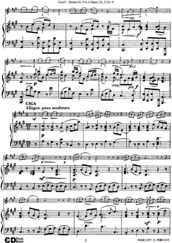 Sonata No.9 in A Major Op.5 No.9（小提琴+钢琴伴奏）