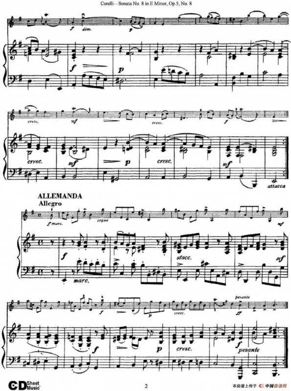 Sonata No.8 in E Minor Op.5 No.8（小提琴+钢琴伴奏）
