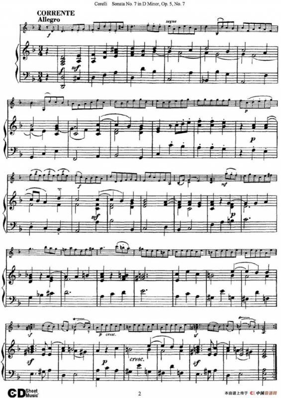 Sonata No.7 in D Minor Op.5 No.7（小提琴+钢琴伴奏）