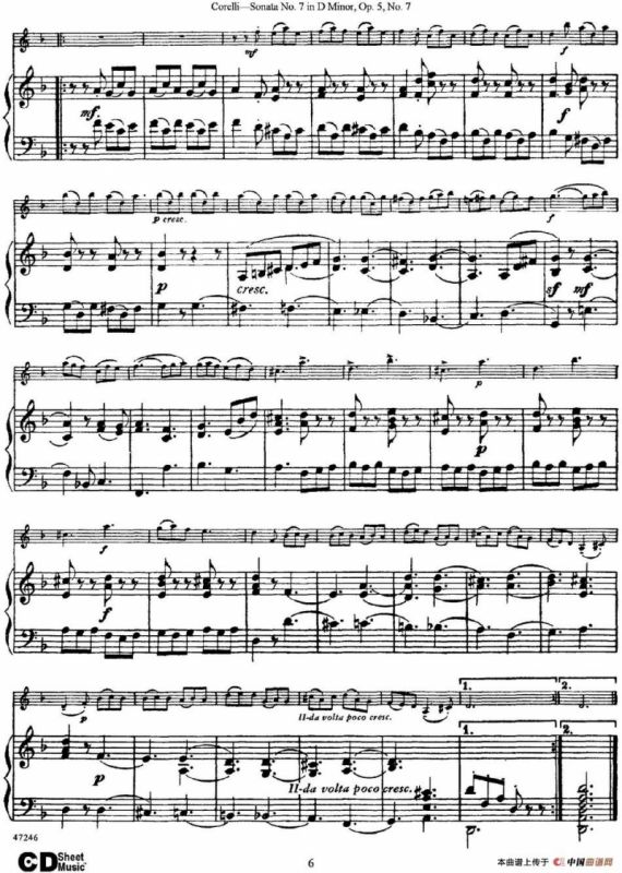 Sonata No.7 in D Minor Op.5 No.7（小提琴+钢琴伴奏）