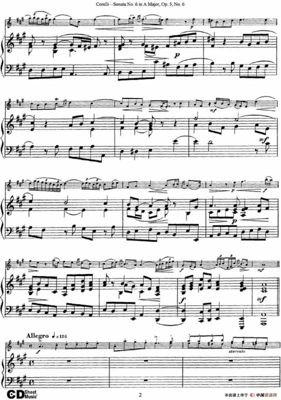 Sonata No.6 in A Major Op.5 No.6（小提琴+钢琴伴奏）