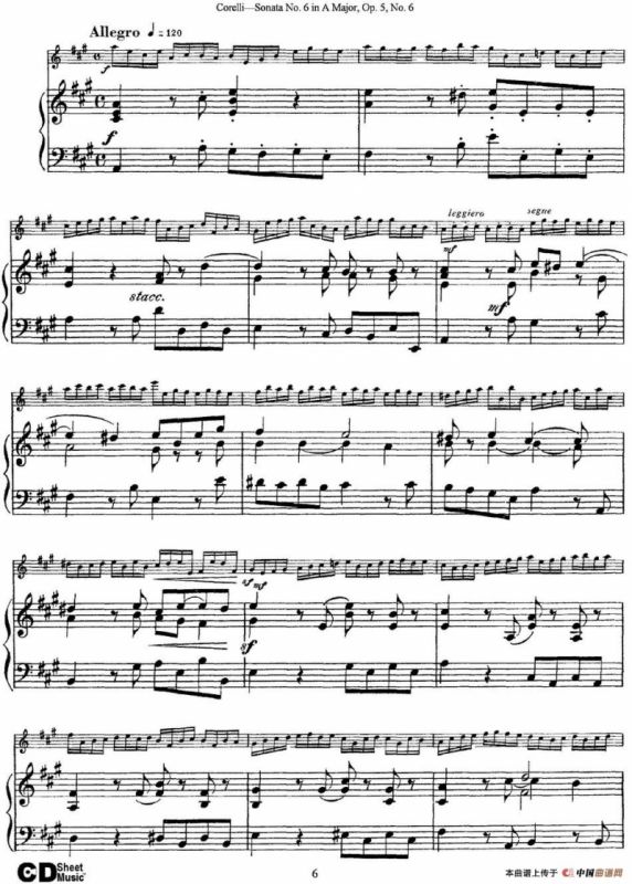 Sonata No.6 in A Major Op.5 No.6（小提琴+钢琴伴奏）