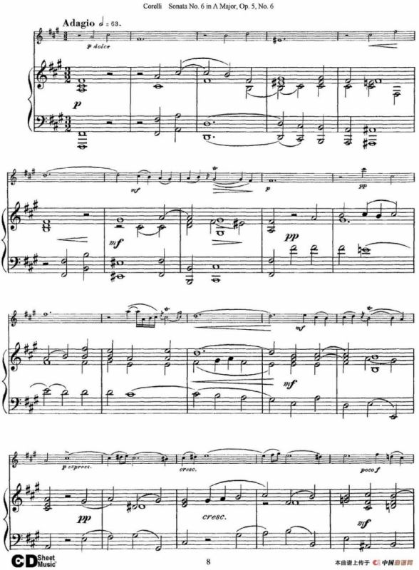 Sonata No.6 in A Major Op.5 No.6（小提琴+钢琴伴奏）