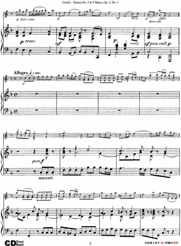 Sonata No.4 in F MajorOp.5 No.4（小提琴+钢琴伴奏）