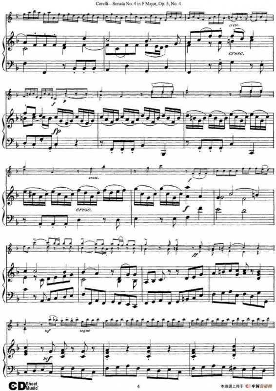 Sonata No.4 in F MajorOp.5 No.4（小提琴+钢琴伴奏）