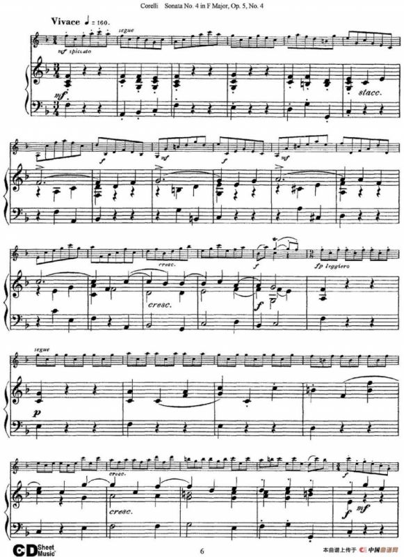 Sonata No.4 in F MajorOp.5 No.4（小提琴+钢琴伴奏）